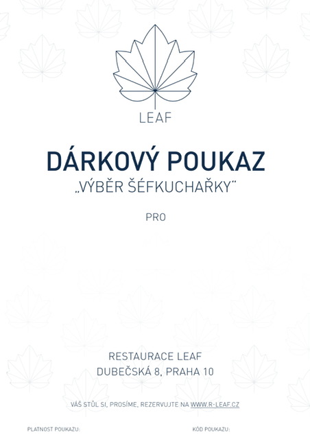 Dárkový poukaz - Výběr šéfkuchařky