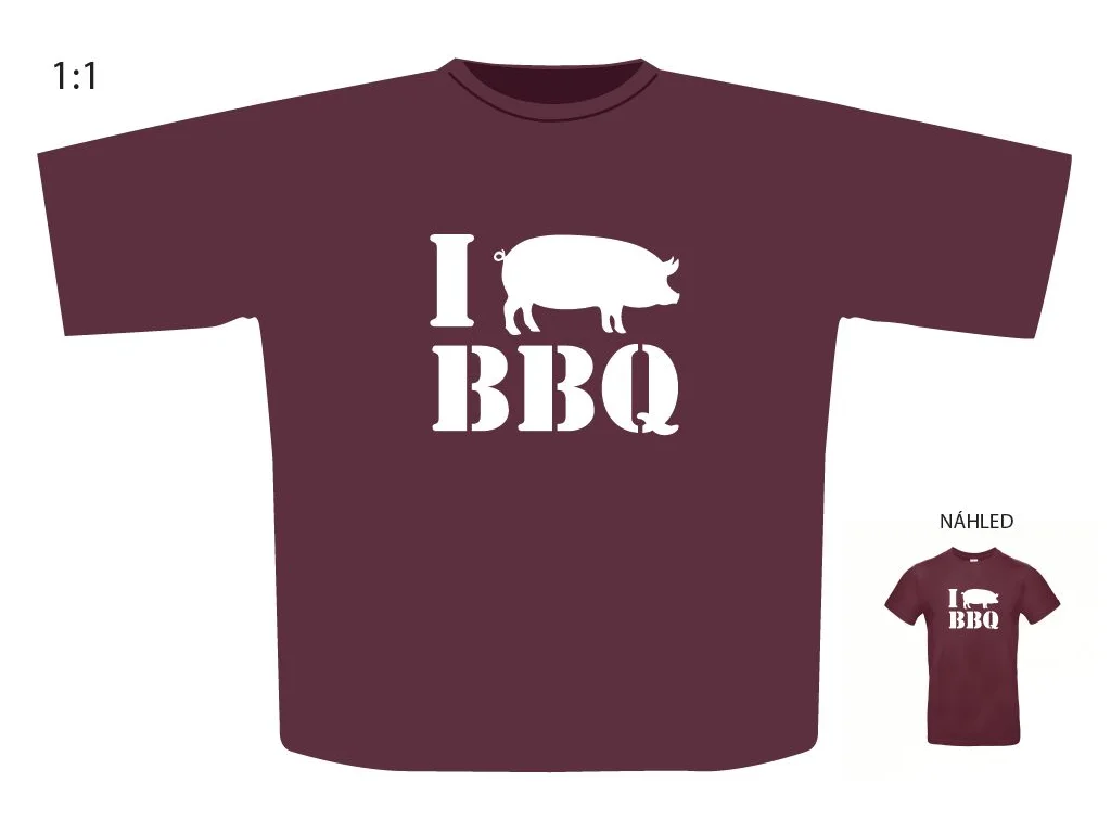 Triko s motivem "I PIG BBQ", XL